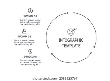 Doodle infographic elements with 3 options. Vector business template for presentation