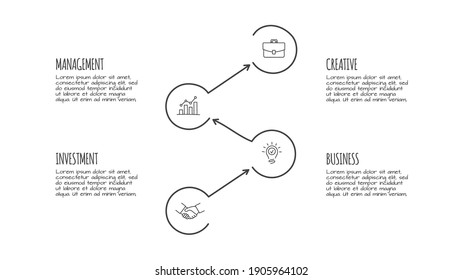 Doodle infographic elements with 4 options. Hand drawn icons. Thin line illustration.