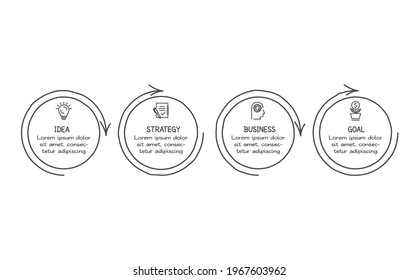 Doodle infographic elements with 4 options. Vector business template for presentation