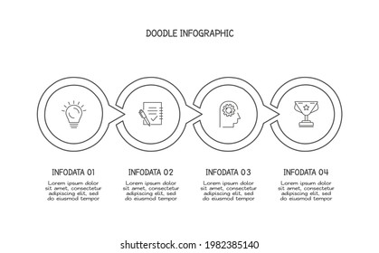 Doodle infographic elements with 4 options. Vector business template for presentation