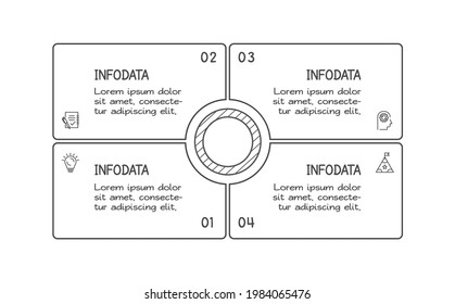 Doodle infographic elements with 4 options. Vector business template for presentation