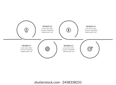 Doodle infographic elements with 4 options. Vector business template for presentation