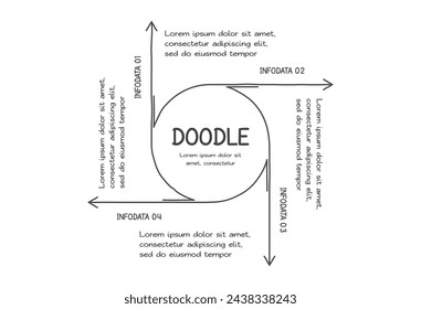 Doodle infographic elements with 4 options. Vector business template for presentation