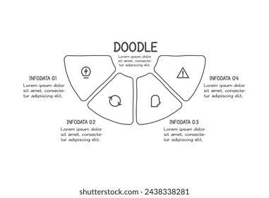 Doodle infographic elements with 4 options. Vector business template for presentation