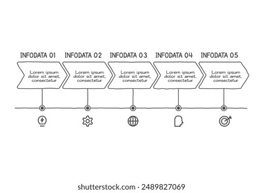 Doodle infographic elements with 4 options. Vector business template for presentation