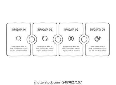 Doodle infographic elements with 4 options. Vector business template for presentation