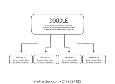 Doodle elementos infográficos con 4 opciones. Plantilla empresarial de Vector para presentación