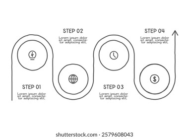 Doodle infographic elements with 4 options. Vector business template for presentation