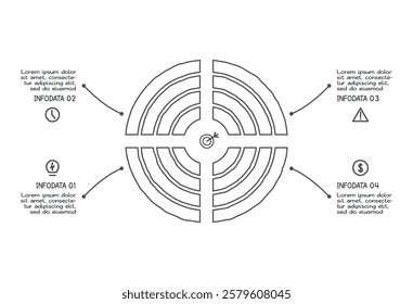 Doodle infographic elements with 4 options. Vector business template for presentation