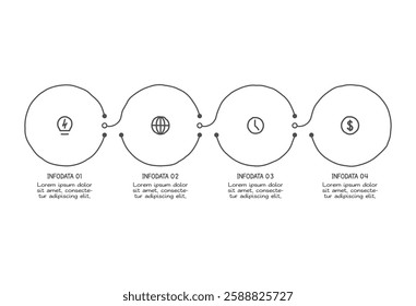 Doodle infographic elements with 4 options. Vector business template for presentation