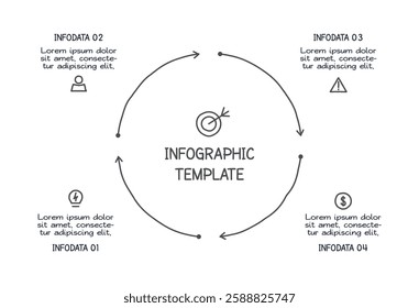 Doodle infographic elements with 4 options. Vector business template for presentation