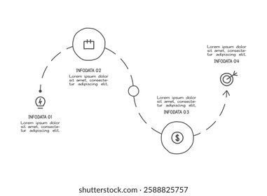 Doodle infographic elements with 4 options. Vector business template for presentation