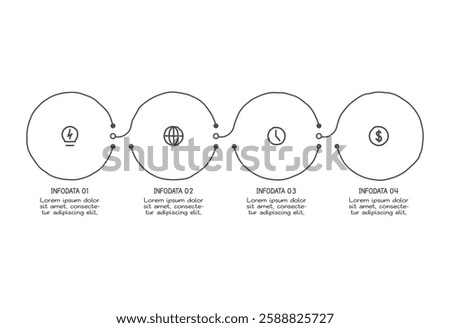 Doodle infographic elements with 4 options. Vector business template for presentation