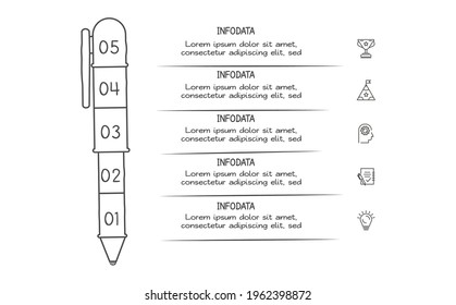 Doodle infographic elements with 5 options. Vector business template for presentation