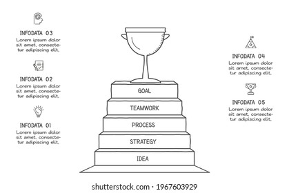 Doodle infographic elements with 5 options. Vector business template for presentation