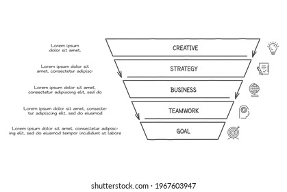 Doodle infographic elements with 5 options. Vector business template for presentation