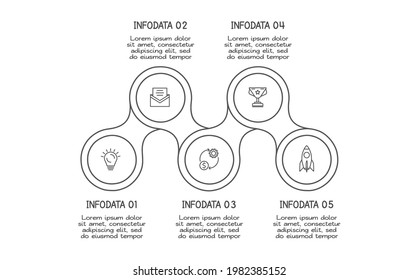 Doodle infographic elements with 5 options. Vector business template for presentation