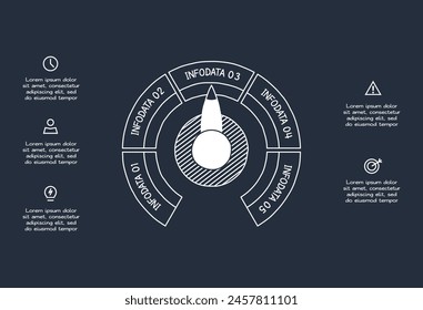 Doodle infographic elements with 5 options. Template for web on a dark background.