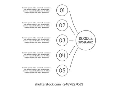 Doodle infographic elements with 5 options. Vector business template for presentation