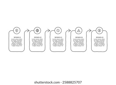 Doodle infographic elements with 5 options. Vector business template for presentation