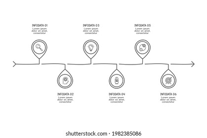 Doodle infographic elements with 6 options. Vector business template for presentation