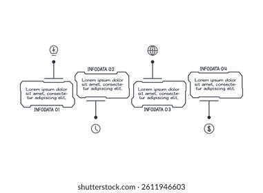 Doodle infographic elements with 6 options. Vector business template for presentation