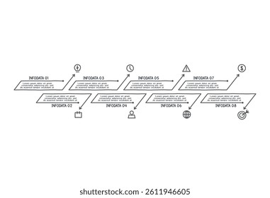 Doodle infographic elements with 6 options. Vector business template for presentation