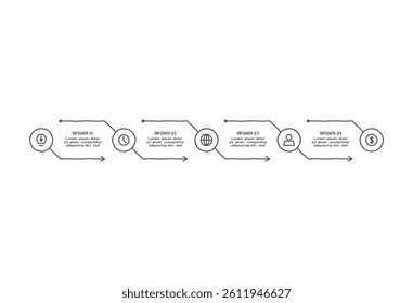 Doodle infographic elements with 6 options. Vector business template for presentation