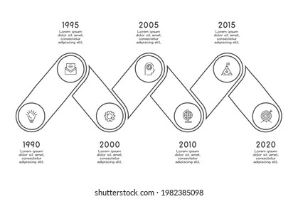 Doodle infographic elements with 7 options. Vector business template for presentation
