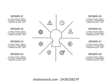 Doodle elementos infográficos con 8 opciones. Plantilla de negocio del vector para la presentación