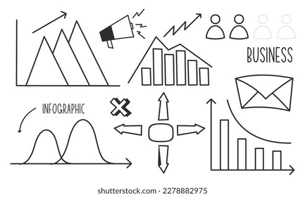 Doodle-Infografiken, Element-Infografik-Logo, Vektorgrafik