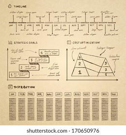 Doodle infographics elements for business presentation or diagram vector illustration