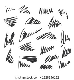 Doodle Ink brush set isolated on white background