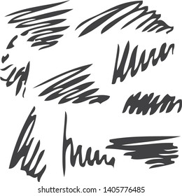 Doodle Ink brush set isolated on white background