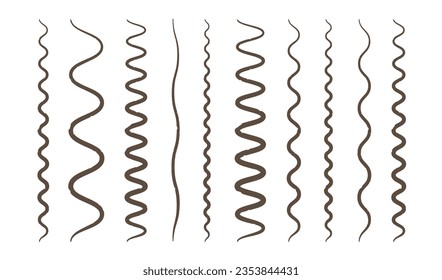 Doodle Ink brushes wavy line set. Textures outline icons.