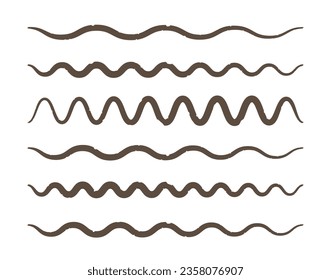 Doodle Ink brushes wavy line set. Textures outline icons.