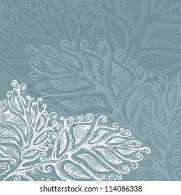 Doodle ink leaf pattern , model for design of gift packs, patterns fabric, wallpaper, web sites, etc.