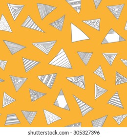 Doodle inky hand drawn scallop shape pattern. Abstract seamless vector pattern.