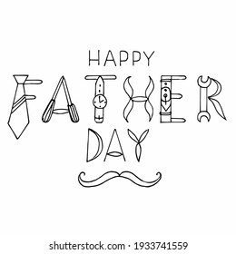 Doodle inscription father's Day in stylized letters on a white background.Vector font can be used in Father's Day holiday designs, postcards,banners.