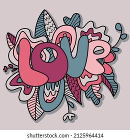 Doodle inscription love, hand drawn.