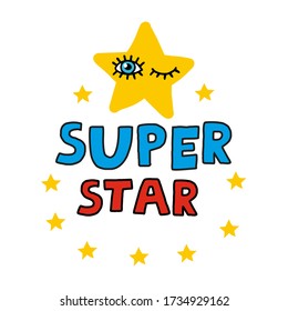 doodle inscription super star with a yellow star