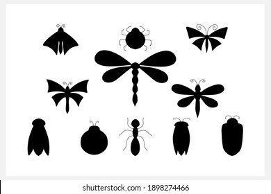Icono de colección de insectos Doodle aislado no blanco. Animal de esténcil. Ilustración de material vectorial. EPS 10