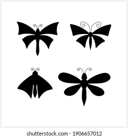 Icono de colección de insectos Doodle aislado no blanco. Animal de esténcil. Ilustración de material vectorial. EPS 10