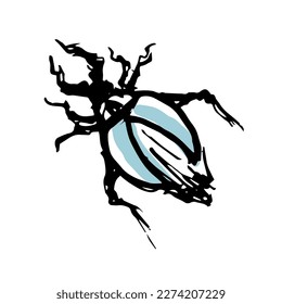 Doodle insects. Collection with spring and summer insects, bugs. Hand drawing vector illustration. Isolated object of insect and fly icon. 