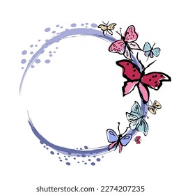 Insectos de doodle. Colección con insectos de primavera y verano, insectos, insectos. Ilustración vectorial de dibujo manual. Objeto aislado del icono de insecto y mosca. Mariposa 