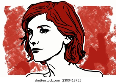 Doodle inspired Actress, cartoon sticker, sketch, vector, Illustration
