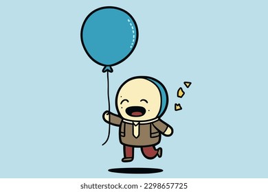 Doodle inspired Balloon pilot, cartoon sticker, sketch, vector, Illustration