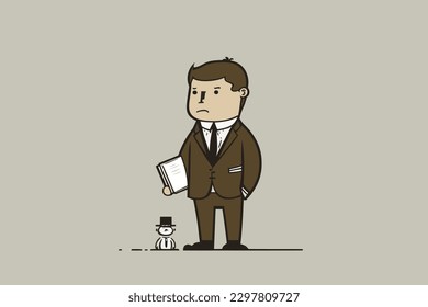 Doodle inspired Banker, cartoon sticker, sketch, vector, Illustration