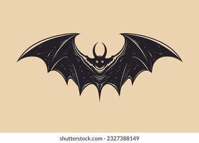 Doodle inspired Batwing, cartoon sticker, sketch, vector, Illustration