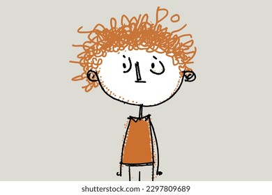 Doodle inspired Boy, cartoon sticker, sketch, vector, Illustration